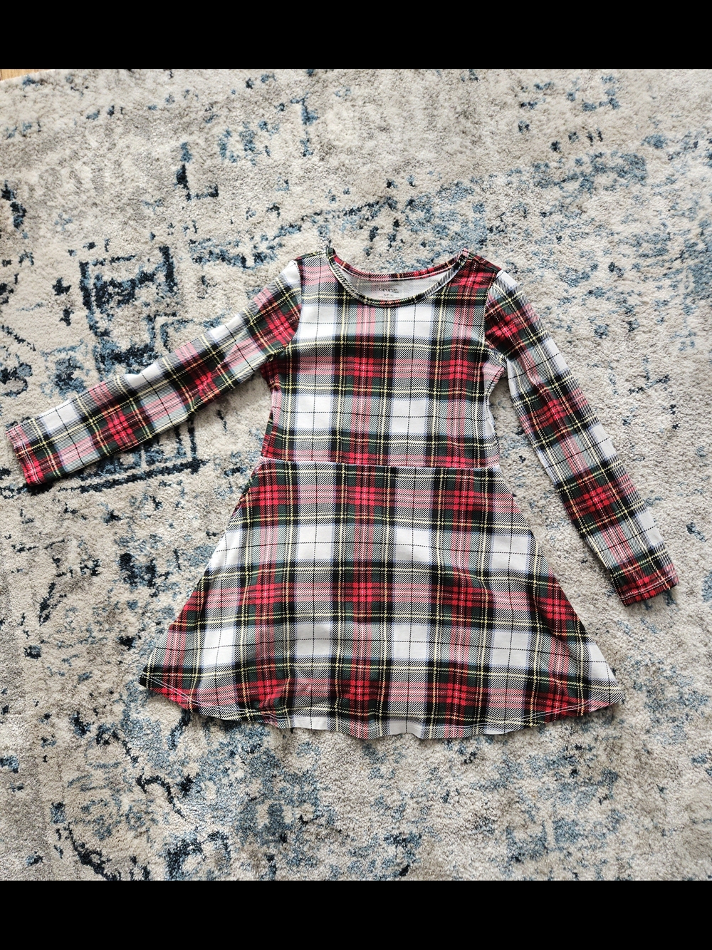 George Red Plaid Long-Sleeve Kids Dress